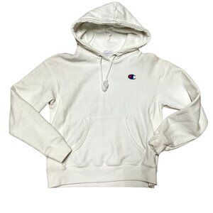 Vintage Champion Reverse Weave White Hoodie Size S Sweatshirt Pocket Womens